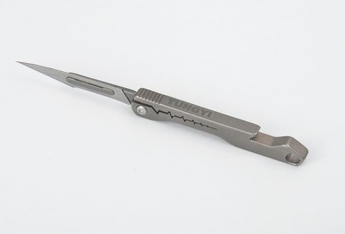 Titanium Utility Knife Pocket Folding Knife for Everyday Use with 10 Quick Change Blades, Ultra Compact and Lightweight