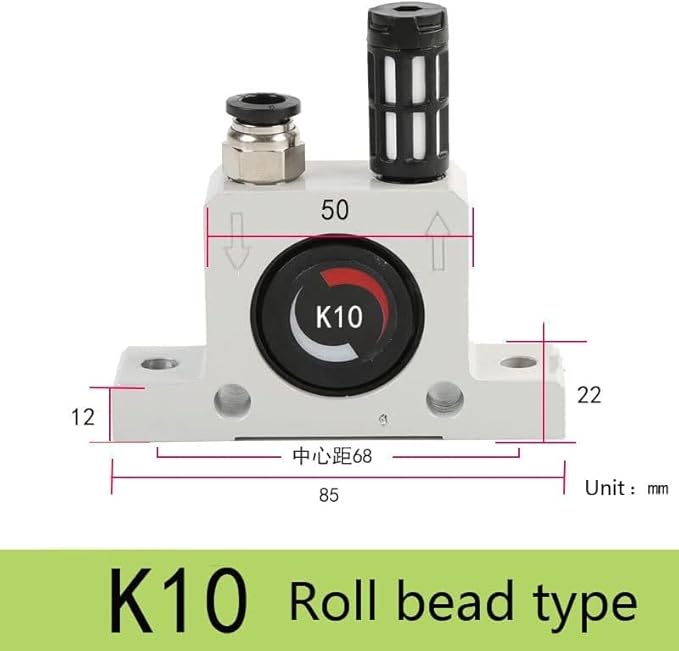 K10 K 1/4'' Industrial Pneumatic Turbine Ball Vibrator, Thread Pneumatic Vibrator Power Concrete Vibrator Ball Type Aluminum Alloy Air Turbine Oscillator with Silencer