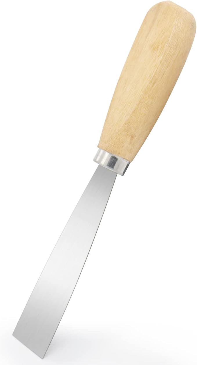 Putty Knife, 1 Inch Metal Scraper, wooden Handle Spackle Knives for Drywall, Decals, Wall paper, Patching, Painting, Taping, Scraping Coating