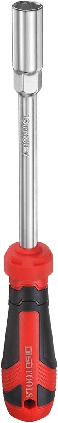 HARFINGTON Metric Nut Driver 13mm CR-V Non-Magnetic Tip Hollow Shafts Hex Socket Screwdriver with Anti-Slip Handle for Automobile Repair Bit Driver