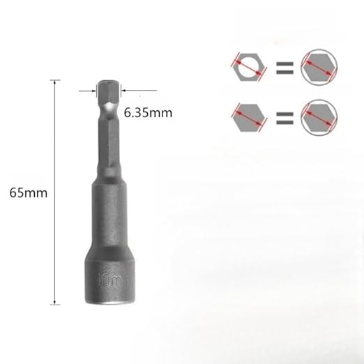 2PCS 10mm Nut Driver, 1/4" Magnetic Impact Driver Bit Set,1/4" Hex Shank Quick-Change Power Nut Driver for Electric Drill