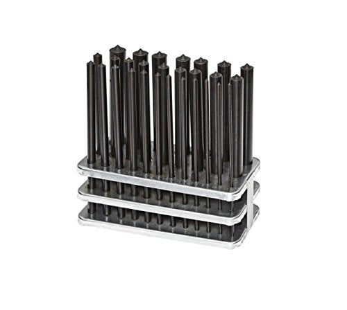 HHIP 8600-0041 28-Piece Transfer Punch Set ??3/32" to 1/2" by 64ths + 17/32", Precision Undersize .0025", Hardened Tool Steel, 4-7/8" Long, Black Oxide, Indexed Stand for Accurate Hole Transfer