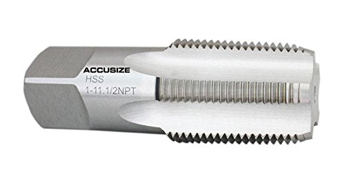 Accusize Industrial Tools 1'' to 11-1/2, 5 Flutes H.S.S. Taper Pipe Tap-Npt, 3-3/4'' Oal, 1-3/4'' Thread Length, American Standard, Npt-1