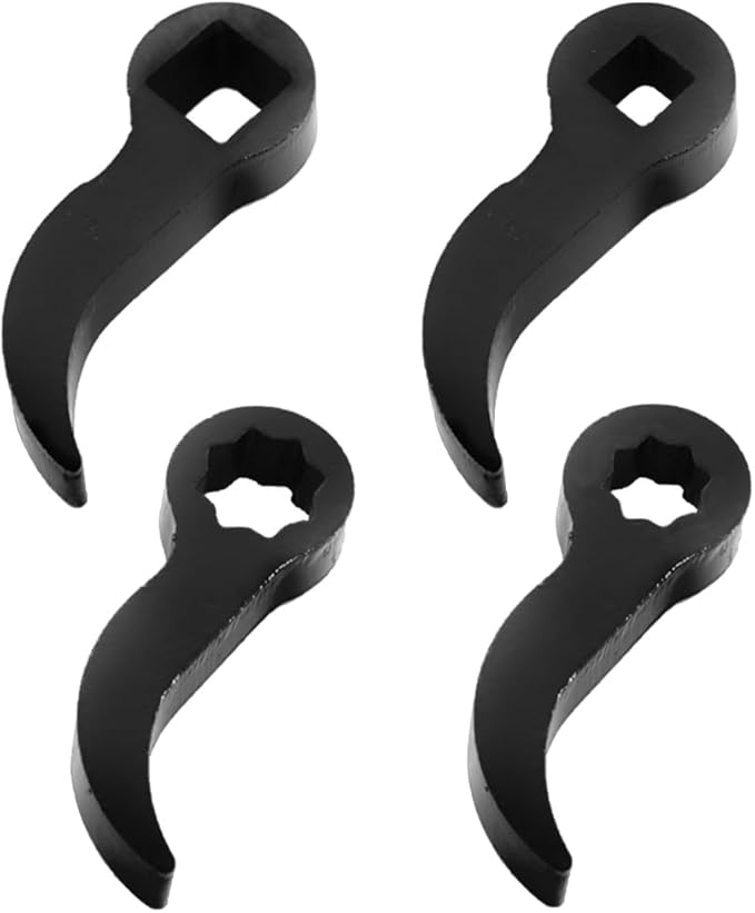 4 Pack Pry Bar Wrench Adaptor Head Set, 1/2" 3/8" Crowbar Adapter Head Half Shaft Removal Car Repairing Tools for Tight Spaces Removal Tool, 2 Sizes Square and Plum, Thickening Steel, Black