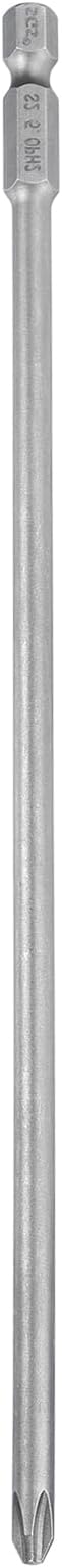 Magnetic Phillips Screwdriver Bit PH2 1/4" Hex Shank 200mm Long 5 mm Rod