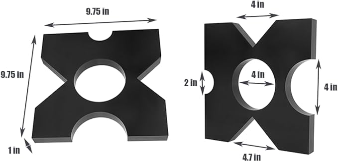 Arbor Press Plate, 20 Ton and 32 Ton Shop Metal Press Plates with 4 Notch, 1 inch/25mm Thickness, H Frame Thickened Hydraulic Shop Press Plate 1" x 9.75" x 9.75" (1 Pair)