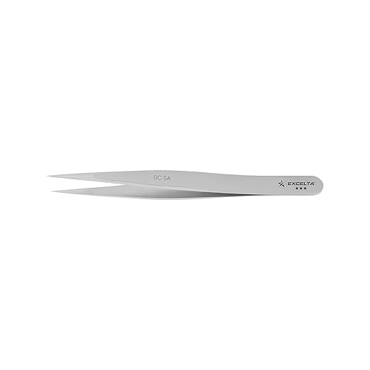 Excelta Precision Tweezers, Straight Minature Fine Point, Anti-Magnetic Stainless Steel, Ideal for General Purpose Assembly, 3.5" Length, Professional