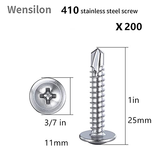Wensilon竊?00pcs竊?8횞1?쓋or Sheet Metal Self-Tapping Screws 410 Stainless Steel Truss Head High-Strength Quick Tapping Screws
