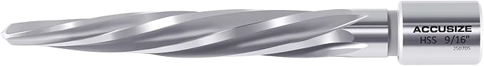 Accusize Industrial Tools 9/16'' H.S.S. Aligning Reamer with 3/4'' / 0.75'' Weldon Shank, Spiral Flute, 0521-0916