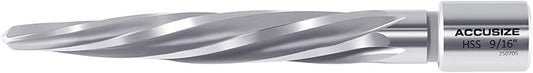 Accusize Industrial Tools 9/16'' H.S.S. Aligning Reamer with 3/4'' / 0.75'' Weldon Shank, Spiral Flute, 0521-0916