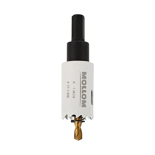 Mollom (25.5mm | 1") HSS M42 with 8% Cobalt BI-Metal Hole Saw with 2 Pilot Drill Bits & Arbor Smooth Cutting for PVC,Drywall,Wood,Plastic,Gypsum Board,Rubber
