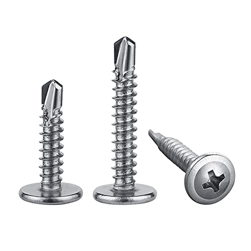 Wensilon竊?00pcs竊?8횞3/4?쓋or Sheet Metal Self-Tapping Screws 410 Stainless Steel Truss Head High-Strength Quick Tapping Screws