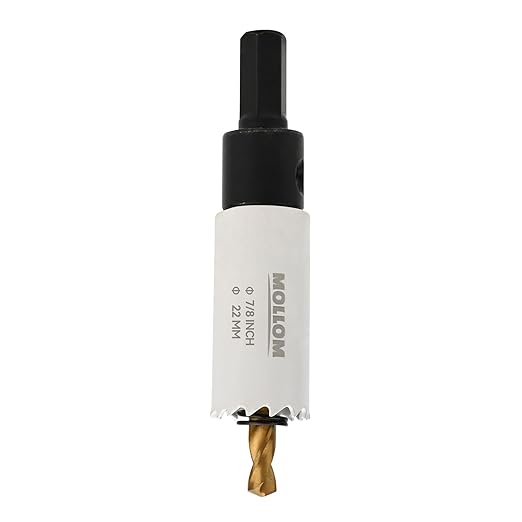 Mollom (22mm | 7/8") HSS M42 with 8% Cobalt BI-Metal Hole Saw with 2 Pilot Drill Bits & Arbor Smooth Cutting for PVC,Drywall,Wood,Plastic,Gypsum Board,Rubber