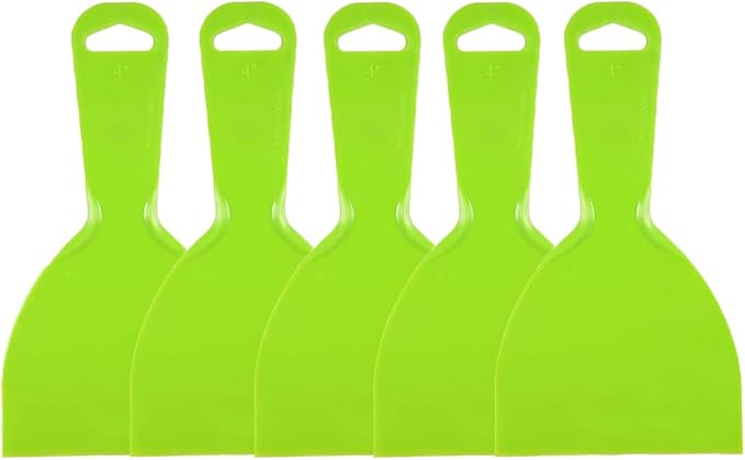 5Pcs Putty Scraper 4" Plastic Flexible Putty Knives,Disposable Spreader Flexible Plastic Paint Scraper Tool for Spackling, Taping Drywall Wall Painting (4")