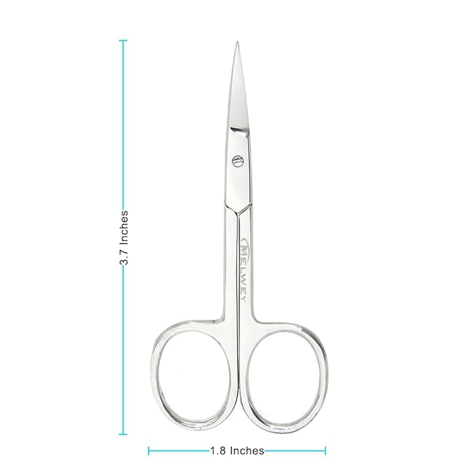 Eyebrow Scissors & Small Cuticle Scissors, 3.7 Inches ??Curved Blade Manicure TSA Scissors, Stainless Steel for Eyelashes, Facial Hair, Pubic Hair, Men?셲 Moustache & Beard