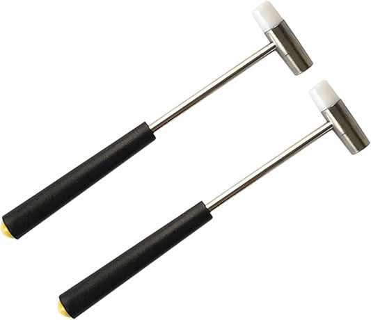 Dual Head Small Hammer, 7 Inches, Plastic Head and Metal Head, Black Plastic Grip, Double face Jewelry Mallet, Mini Hammer for Watch, Tuning, Woodworking, Toys, DIY, Leather, Instruments