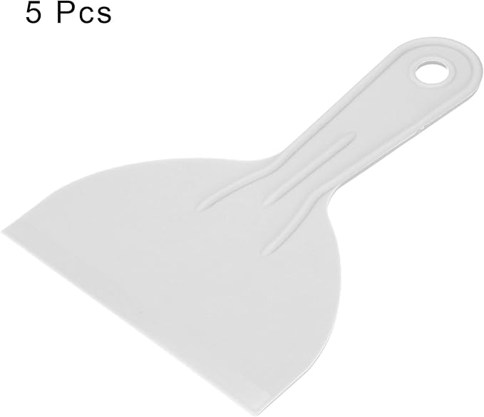 HARFINGTON 5pcs Putty Scraper 4.9" Width 1.5mm Thin Flexible Plastic Putty Knives for Taping Drywall Spreading Painting Wall Scratching Gray