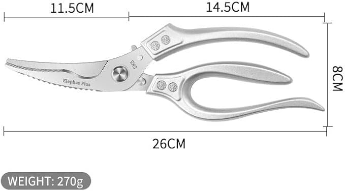 Professional Kitchen Scissors, Professional 10-Inch Heavy-Duty Kitchen Shears ??Ultra-Sharp Stainless Steel Scissors for Cutting Meat, Poultry, Fish, Herbs & Vegetables (Silver)