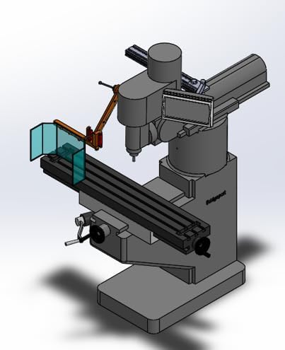 Ram Mount Milling Machine Safety Guard, INTERLOCKED Model. Part # MG-3-SK1 by ATS MACHINE SAFETY SOLUTIONS