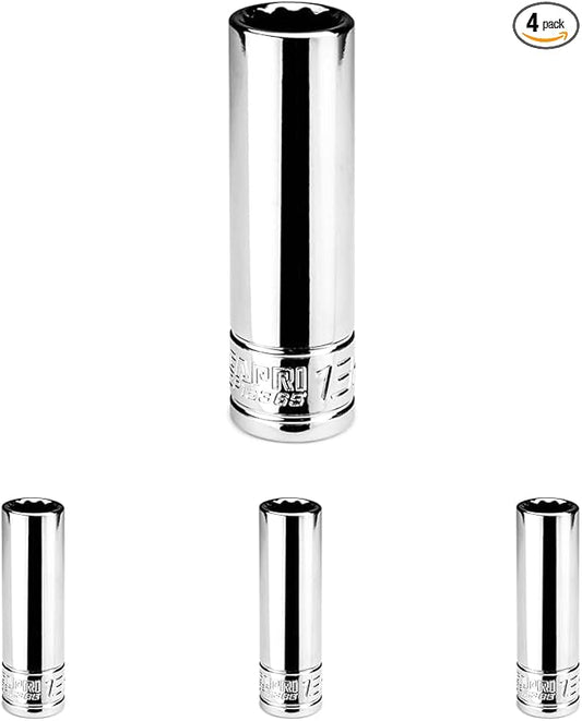 Capri Tools 13 mm Deep Socket, 3/8 in. Drive, 12-point, Metric, CP16365 (Pack of 4)