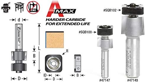 Amana Tool - 47147 Carbide Tipped Laminate Trimmer with Euro Square Bearing 1/2 Dia x 19/6