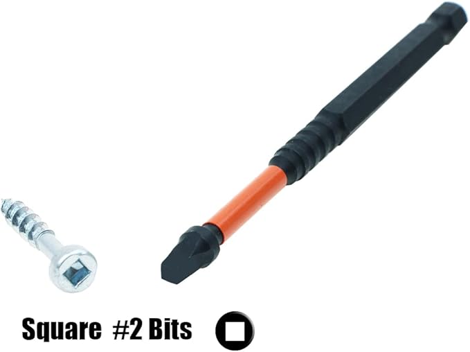 AUTOTOOLHOME 10 Pack #2 Square Driver Bit 6 inch Long Square Impact Drill Bit for Pocket Hole Jig System SQ2 Bits