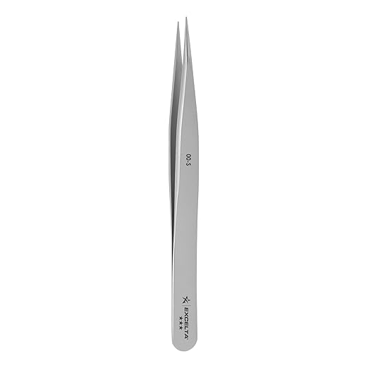 Excelta 00-S Straight Medium Point Stainless Steel Tweezers, 4.5" Long, Conductive, Swiss Made, Professional