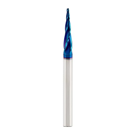CNC Router Bits 1/4 Shank Spiral Ball Nose 2D & 3D Carving Bits 5.4 Deg Tapered Angle Ball Tip R0.8 1/4" Shank 3" OVL for Wood Carving Engraving