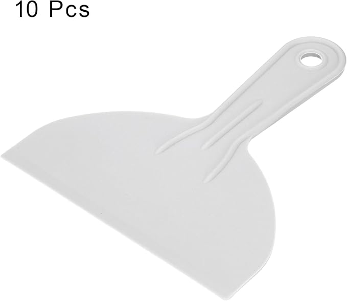 HARFINGTON 10pcs Putty Scraper 5.9" Width 1.7mm Thin Flexible Plastic Putty Knives for Taping Drywall Spreading Painting Wall Scratching Gray