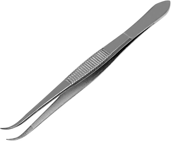 Splinter Forceps - Fine Point - Tweezers Stainless Steel Straight & Curved (curved 5")