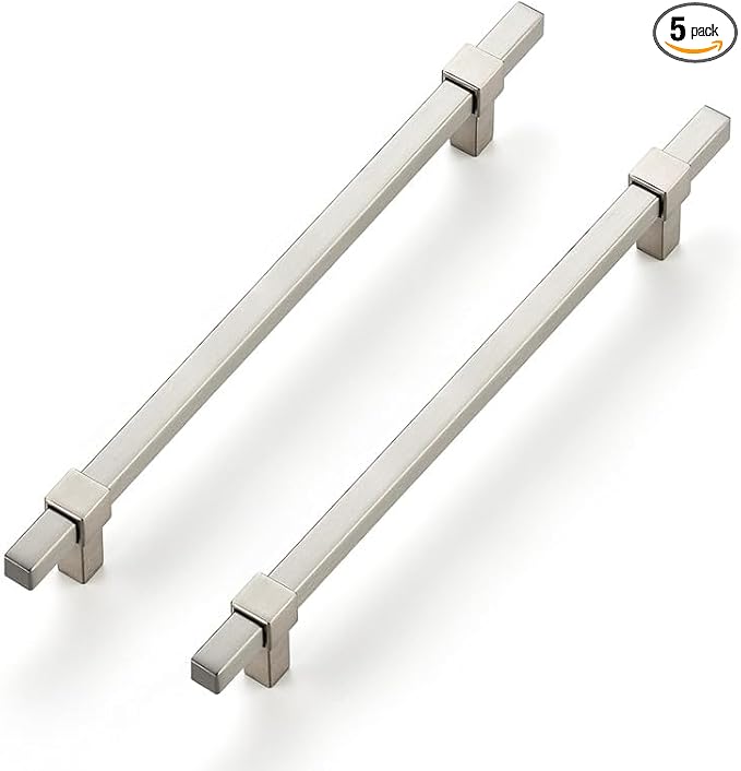 5 Pack Brushed Nickel Cabinet Handles - 7-1/2" Hole Center Cabinet Pulls Drawer Pulls Cabinet Hardware Kitchen Handles for Cabinets