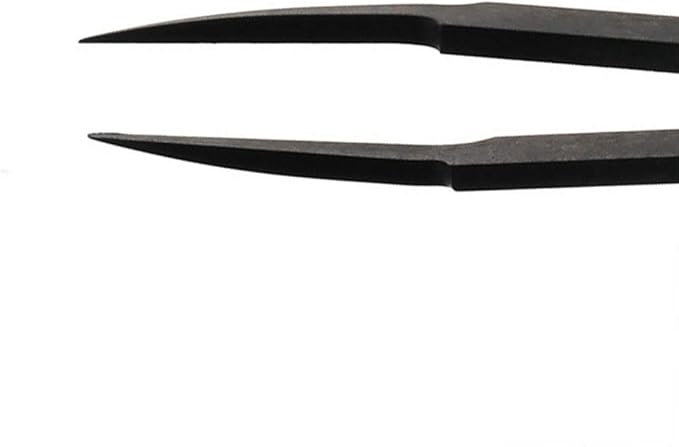 E-outstanding Anti-static Tweezer 5PCS 4.6Inch Black Plastic Pointed Tip Anti-static Tweezers Repairing Tools for Electronic Repairing