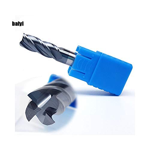 5PCS 1/2'' Carbide Square End Mill Bits Set, Milling Bits Cutter 1/2 Carbide End Mills for Alloy Steels/Hardened Steels, HRC 45 Deg Single End 4 Flute AlTiN Coating