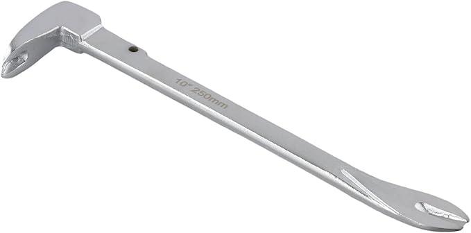 Nail Puller Extractor and Remover Tool with Dual Strike Zones, Precision Claws for Embedded or Headless Nails, Metal Carpentry Pry Bar for Woodworking and Household Repairs, Silver(D)