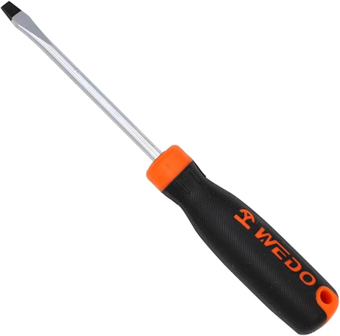 WEDO Slotted Screwdriver, Die-forged of S2 Steel, Magnetic Screwdriver, Ergonomic Comfortable Non-Slip Handle,6 * 38mm