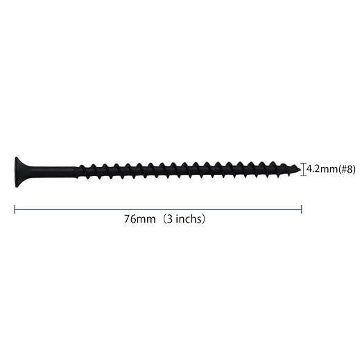 70pcs #8 횞 3 inch High Hardness Drywall Screws, Black, Coarse Thread, Phillips Drive, Bugle Head, Black Wood Screws, Wood and More (3 in, 70)