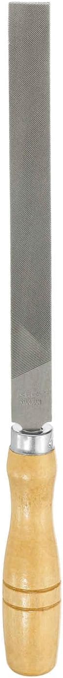 HARFINGTON Flat Medium Cut File 8" Double Cut Teeth High Carbon Steel Hand Rasp File with Wood Handle for Metal Wood Deburring Removing