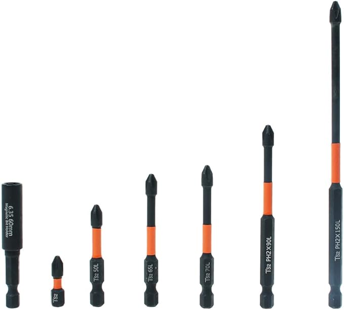 AUTOTOOLHOME 7 Pack Phillips Bits #2 Magnetic Impact Driver Bit 1, 2, 2-1/2,2-3/4,3-1/2,6 inch Long Phillips Head Drill & Screwdriver Bits