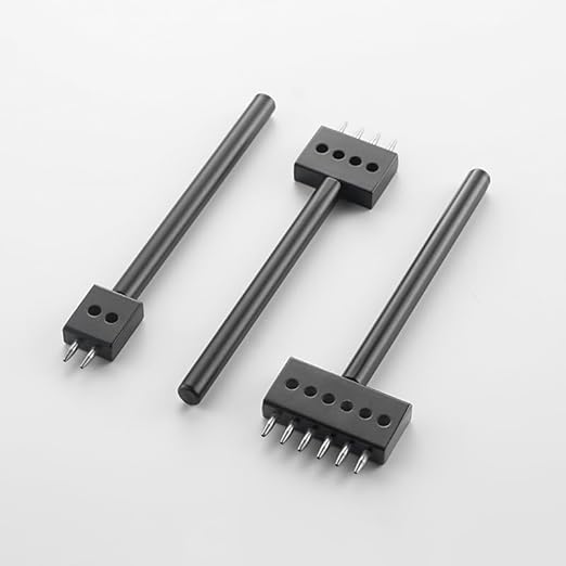 Leather Round Hole Punching Tool 3pcs Prong Punch Tool Set with 2/4/6 Prong Options for Precise Round Hole Punching DIY Leather Craft (6MM)