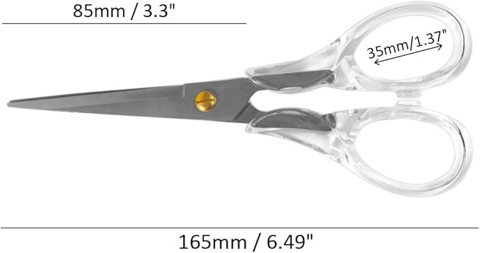 6.5" Silver Scissors Clear Round Acrylic Office All Purpose Scissors Professional Fabric Dressmaker Shears for Cutting Fabric Cloth Leather Canvas Papers (Silver)