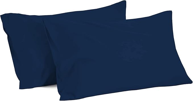 2Pcs Pillowcase 800 Thread Count 100% Egyptian Cotton Pillows for Sleeping, Soft & Silky Sateen Weave Bed Pillow Cover Long-Staple Standard Pillowcase Set of 2 Size (20"x40") - Navy Blue Solid