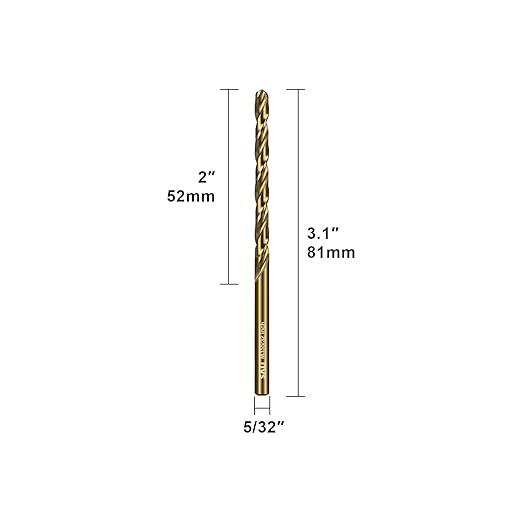 SALI Cobalt Drill Bit Set, 10Pcs 5/32" M35 High Speed Steel Jobber Length Drill Bit Kit for Hardened Metal, Stainless Steel, Cast Iron, Wood and Plastic, with Index Storage Case