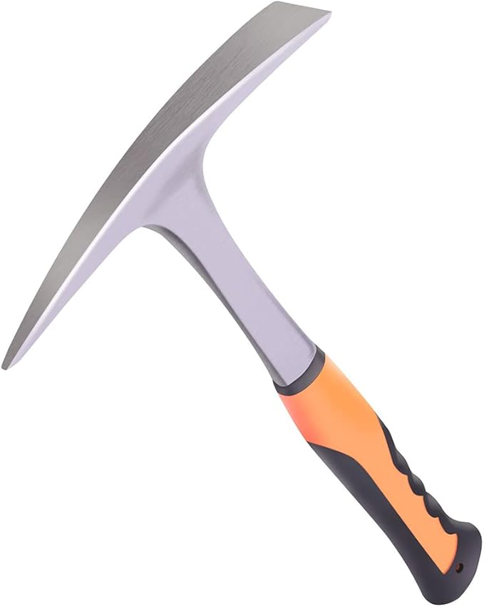 Rock Pick,Forged Brick Hammer, Geologist Rock Pick, Mason's/Bricklayer's Hammer-28 oz Masonary Tool with Pointed Tip &Forged Steel Construction-Shock Reduction handle (point&flat)