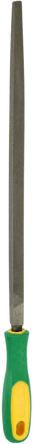 HARFINGTON 12" Square Medium Cut File Double Cut Teeth Medium Metal File High Carbon Steel T12 with Plastic Handle for Metal Wood Finishing Roughing Shaping, Grey/Yellow-Green