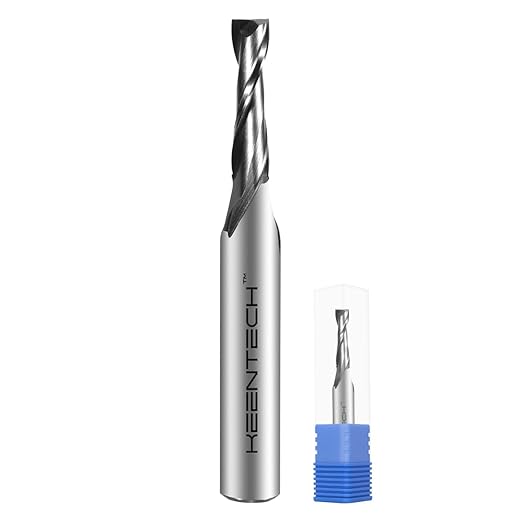 KEENTECH 1/4" Shank Upcut 2 Flute Flat Tip Sprial Router Bit for CNC Router Machine, 5/32" Cutting Diameter, 5/8" Cutting Depth, for Wood Cutting, Custom Furniture, Slot Mortise, Engraving, Carving