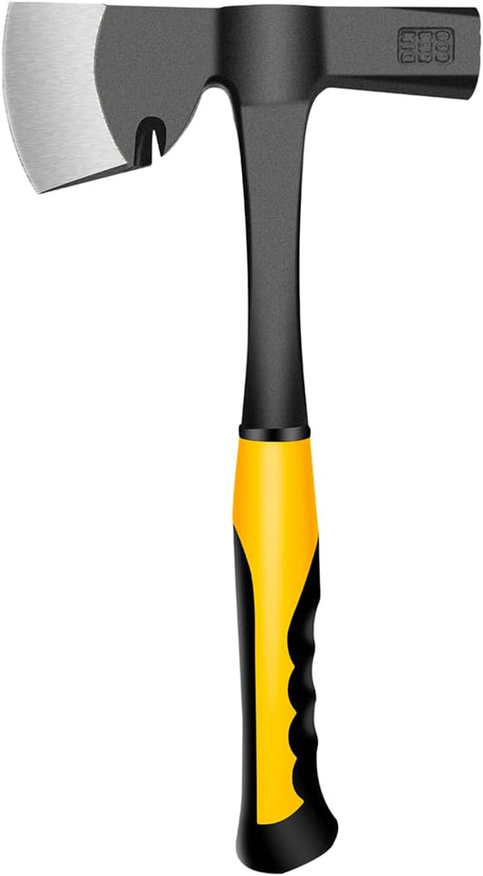 Drywall Hammer with Milled Face, 14 oz Wall Board Tool | Lightweight Hammer and Axe Combo Onepiece Steel Hammer Axes (Yellow)