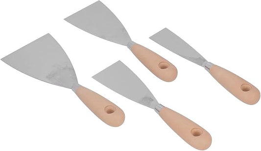 Putty Knife, Paint Scraper Spackle Wall Repair 4 Pcs Putty Knife Scrapers Stainless Steel Spackle Knife Metal Scraper Tool for Drywall Finishing, Plaster Scraping, Decals