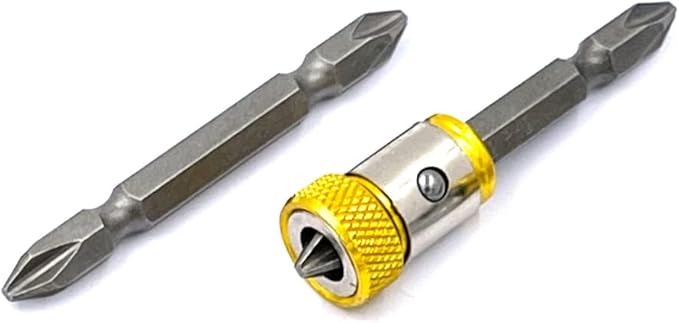 6 Pieces Magnetic Screw Ring With 2 Pieces Ph2 Screwdriver Bit Set,Magnetizer Screw Removable For 1/4 Inch/6.35mm Hex Screwdriver and Power Bits (YELLOW)