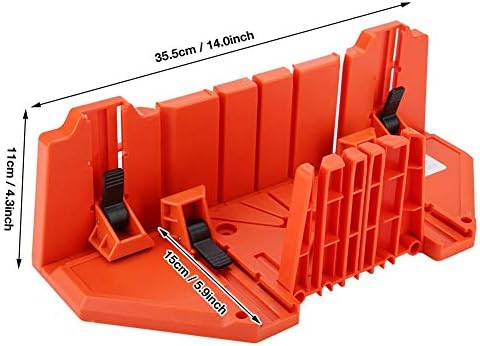 Miter Box, Woodworking Clamping Mitre Saw Box Precision Hand Mitre Box with 22.5째 45째 90 째 0째 4 Angle Slot Types and Double Sided Teeth for Accurate Cutting, 14 x 4.3 x 5.9inch