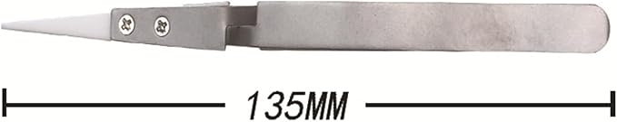 Maxmoral 3PCS Length 135mm Stainless Steel Reverse Ceramic Tweezers Set Pointed and Curved Tweezer High Temperature Resistance 3000 Degrees Fahrenheit Suitable for Precision Work Electronic Circuits